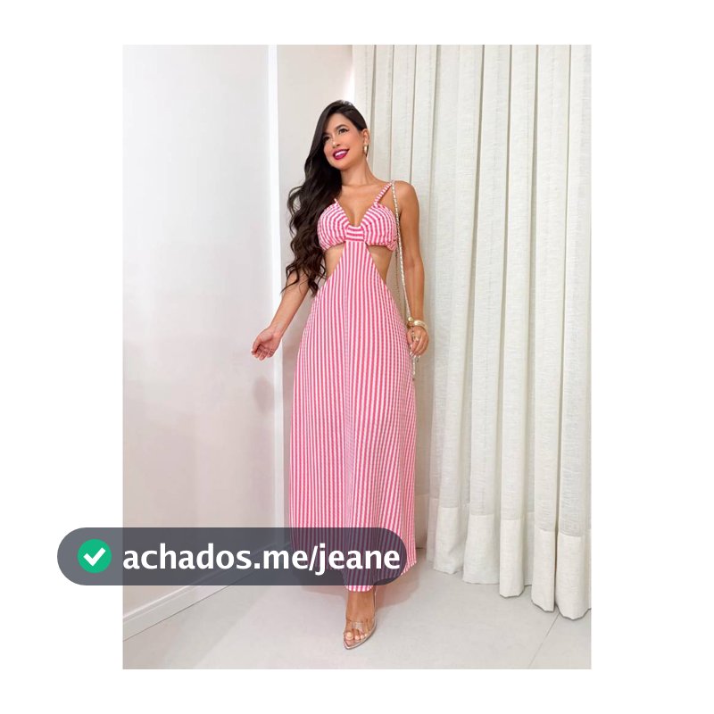 Vestido Feminino Longo Listrado Alcinha com Recortes na Cintura Verão