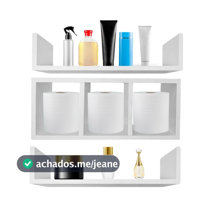 Nicho MDF Para Banheiro Com 2 Prateleiras e Divisória 100% Mdf Branco tx Montado