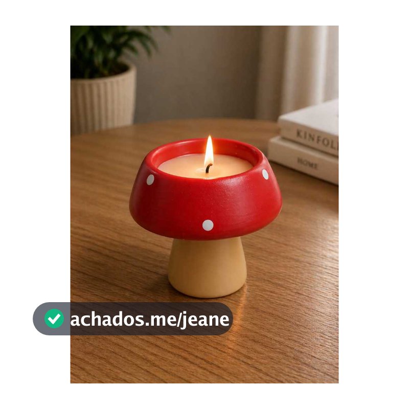 Porta Vela Cogumelo Vermelho Decorativo Porcelana – Charme e Aconchego