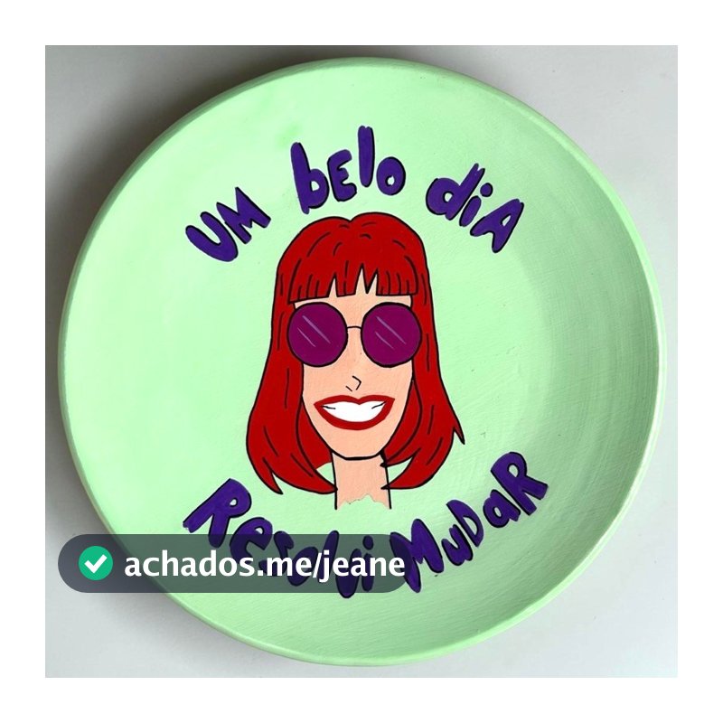 Prato Decorativo Rita Lee com suporte para pendurar