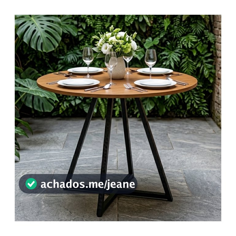 Mesa de Jantar Requinte 90cm Redonda Tampo MDF Estilo Industrial Pés Aço - Design Moderno Resistente
