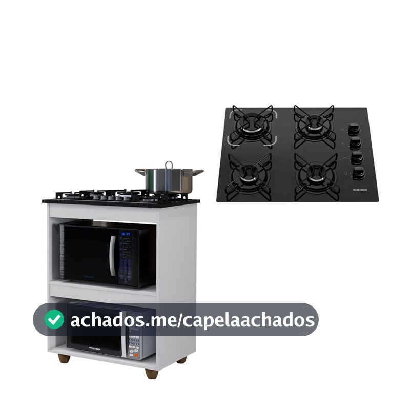 Kit BalcÃO Cooktop Turim Com FogÃO Cooktop 4 Bocas Itatiaia