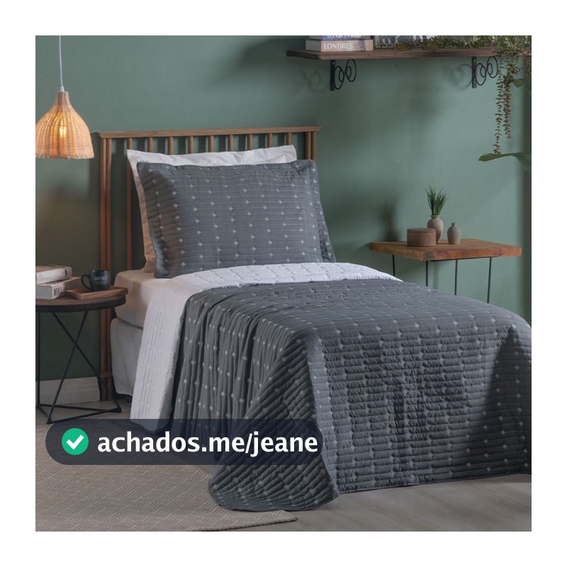 Cobre Leito Decor Cama Solteiro Bordado com Porta Travesseiro  2,40m x 1,80m