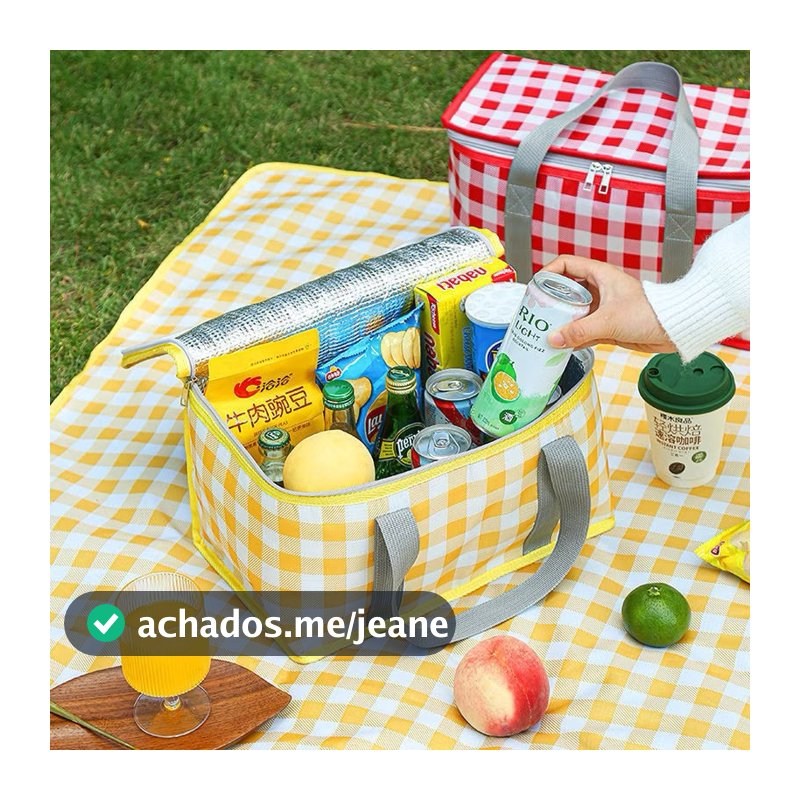 Bolsa Térmica Portátil Cesta Piquenique Praia Camping Retrátil 13 Litros