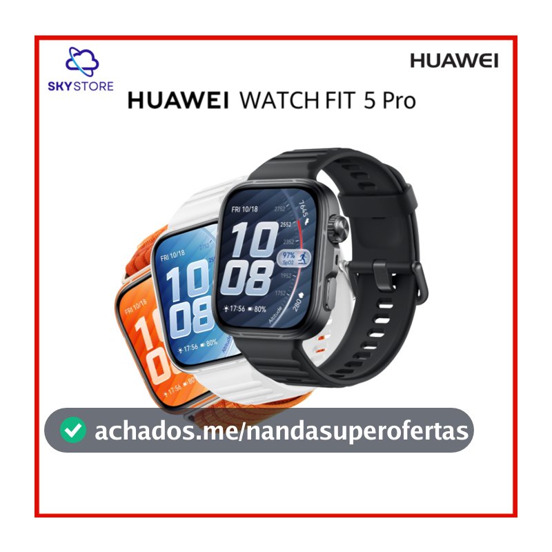 HUAWEI WATCH FIT 5 Pro, Smartwatch Relogio, Tela FullView AMOLED de 1,92", Mini Treino, 64 GB, ECG