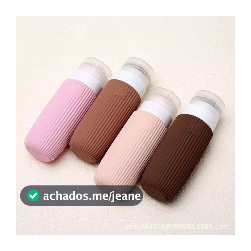 Kit Frascos Dispenser 90ML Silicone Com Estojo Transparente Para Produtos De Beleza