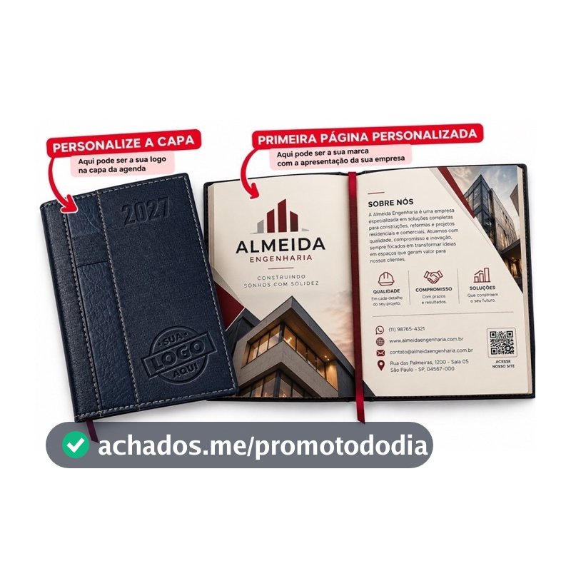 Kit de 50 unidades Agendas 2027 Corporativa Personalizada com Logomarca