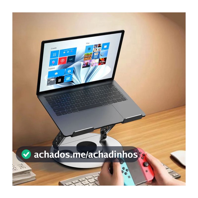 Suporte de Metal Ajustável Para Notebook Tablet Giratória de 360°