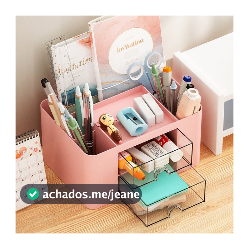 Organizador Mesa Coelho Porta Treco Caneta Gaveta/Maquiagem Escritório Multiuso