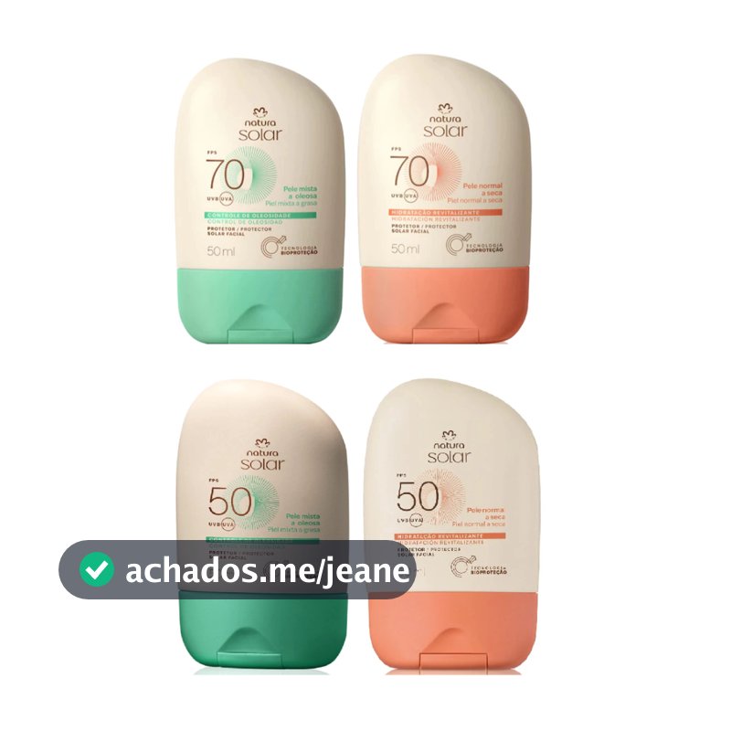 Protetor Solar Facial Pele Normal a Seca / Mista a Oleosa FPS 70/50 Natura