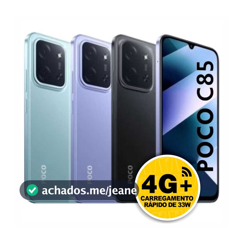 Smartphone Xiaomi POCO C85 4G, NFC Tela LCD 6.9", Câmera 50MP, Versão Global Original Lacrado