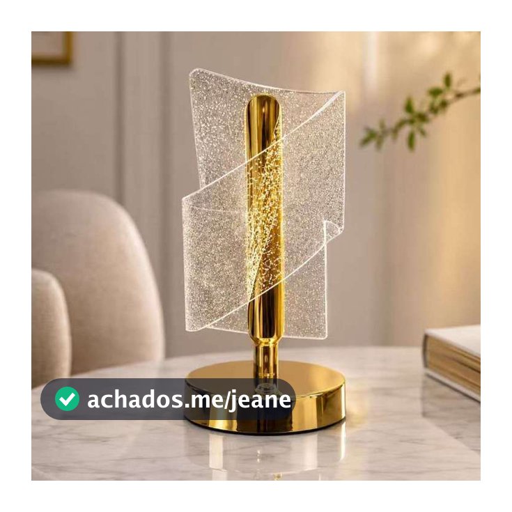 Luminária Decorativa Acrílico Abajur Moderno Cristal Touch para Mesa e Quarto Luxo