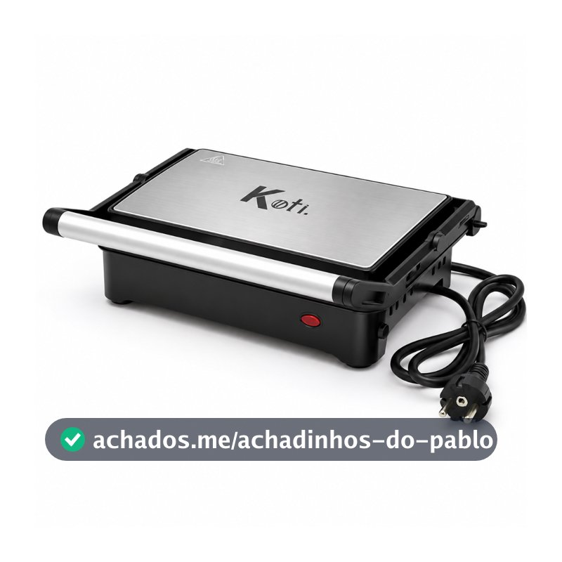 Grill e Sanduicheira Elétrica Multiuso Koti Elegance Toast Inox Antiaderente Esquenta Rápido 1000w 110V ou 220v