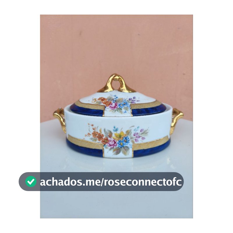 pote decorativo de porcelana com tampa vintage antigo (Usado)