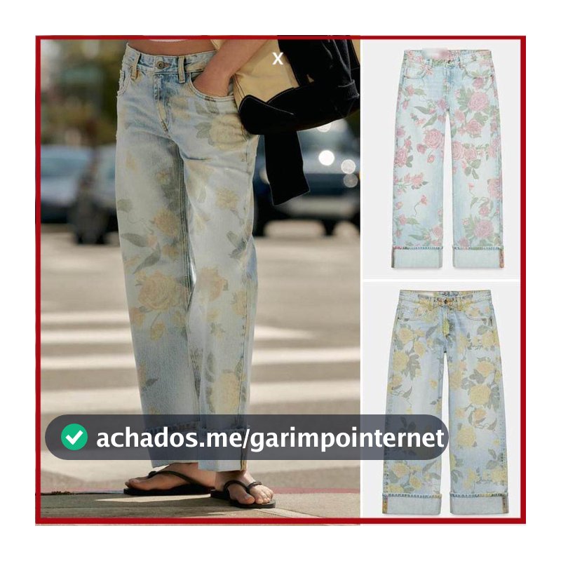 2026 2026 Verão Novos Jeans Soltos de Cintura Baixa com Estampa Rosa0695010