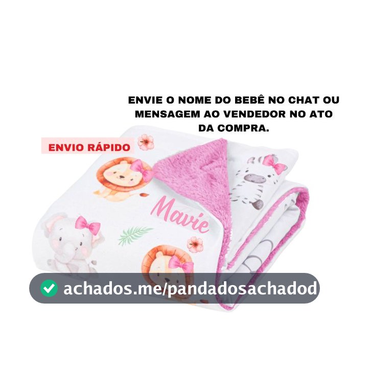 Manta Bebê Personalizada com o Nome do seu Bebê, (sem bolinhas) 70x80 cm.