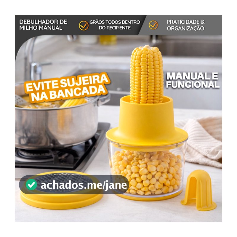 Debulhador Descascador Ralador Espiga Milho Recipiente Redondo 400ml