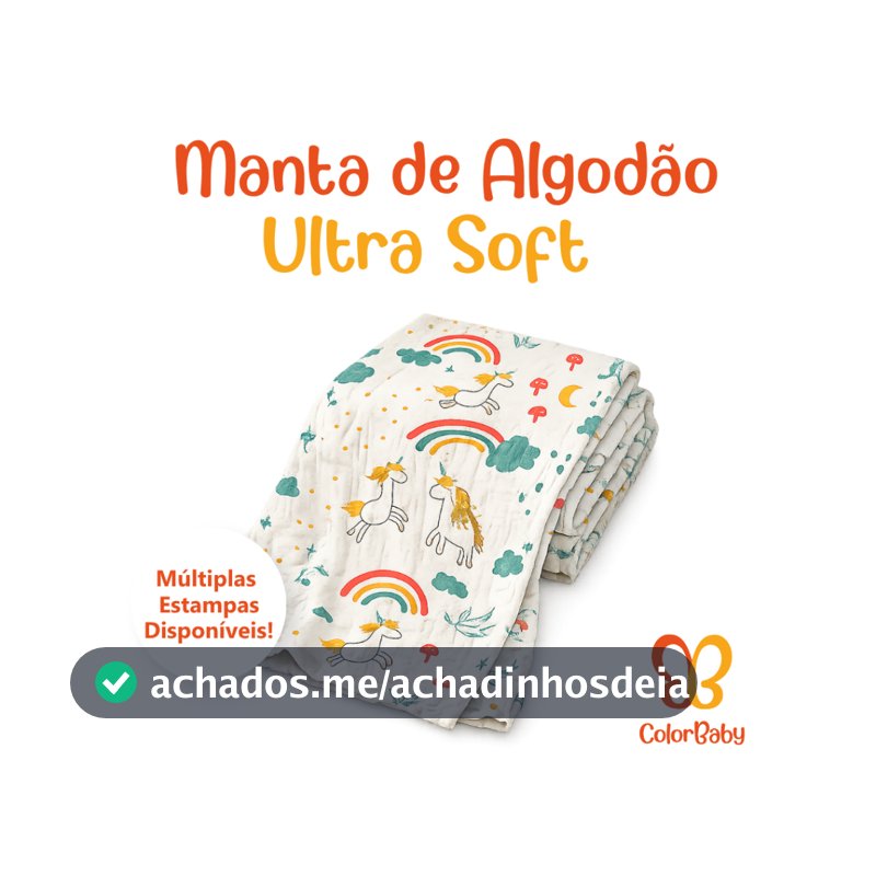 Manta Cobertor 120x100 Ultra Soft Antialérgico de Algodão para Bebês - ColorBaby