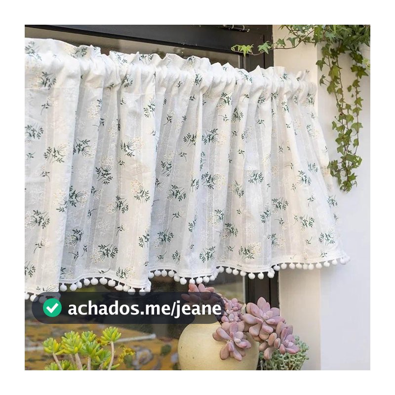 100% algodão, cortinas, cortinas curtas de sombra solar, bolas brancas
