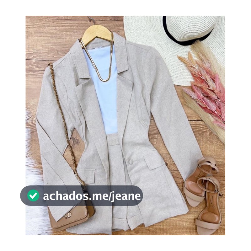 Conjunto Feminino linho Shorts +  blazer Alfaiataria Elegante Social