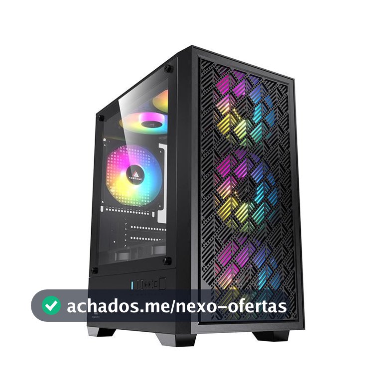 Gabinete Gamer Acegeek Matrix, Mini-Tower, Lateral de Vidro, Preto, AG-MATRIX-BK