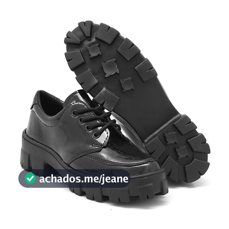 Sapato Mocassim Feminino Tratorado Oxford Plataforma Blogueira Verniz Confortavel