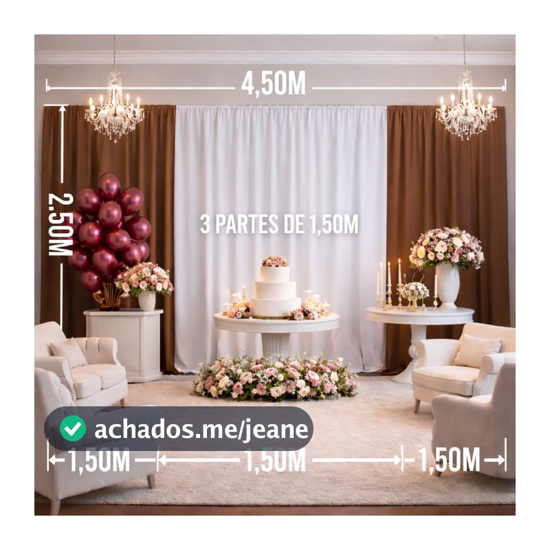 Cortina Painel De Festa 4,5x2,5m Tecido Premium Decoração Casamento Aniversário Chá Revelação
