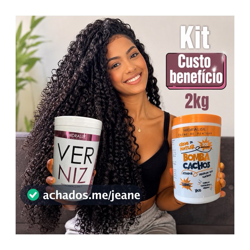 KIT Verniz Máscara De Hidratação + Bomba Cachos 2 em 1 Creme De Pentear Nutrição Cachos Definição