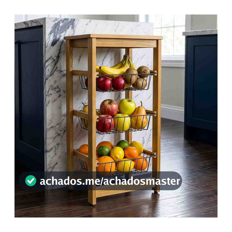 Fruteira Decoração rustica Casa nova Fruteira de cozinha Cesto de madeira Multiuso