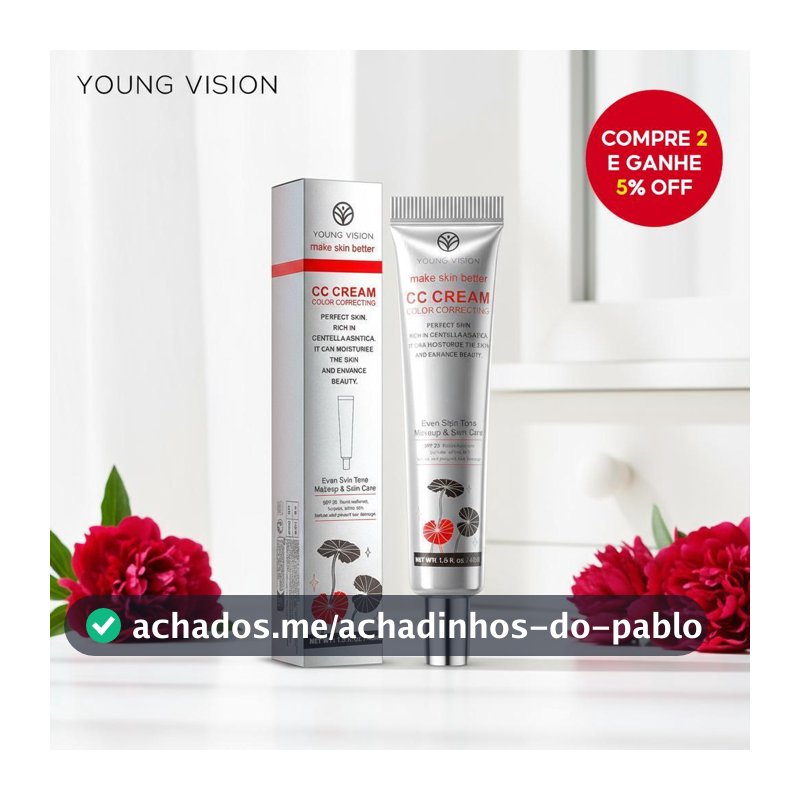 CC Cream com Centella Asiatica, Hidratante, Previa de Maquiagem, Longa Duração, Não Transfere e Ilumina