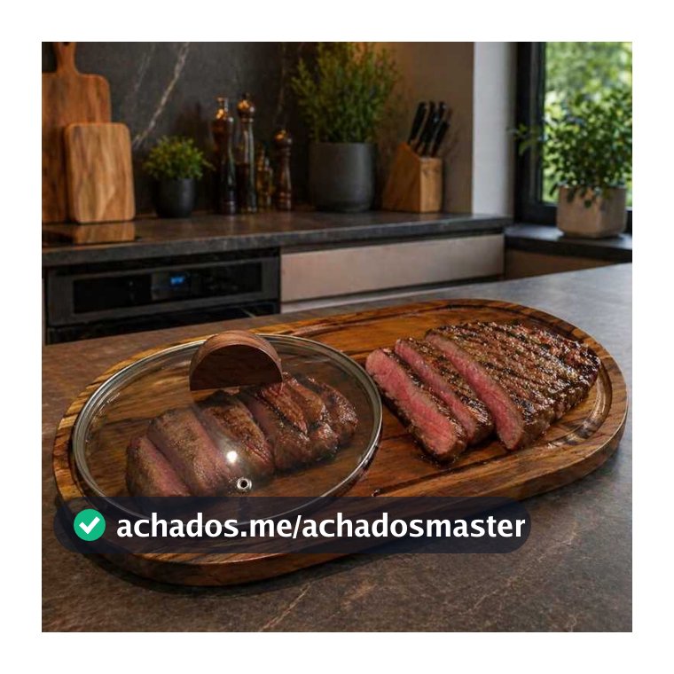 Tábua De Churrasco Madeira Com Tampa De Vidro Gamela
