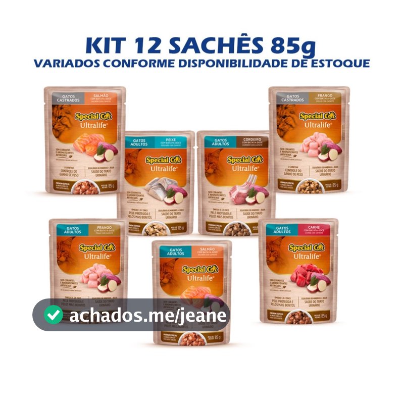 Sache Special Cat Ultralife Ração úmida Gatos Adultos e Castrados Sabores Sortidos 12un de 85g