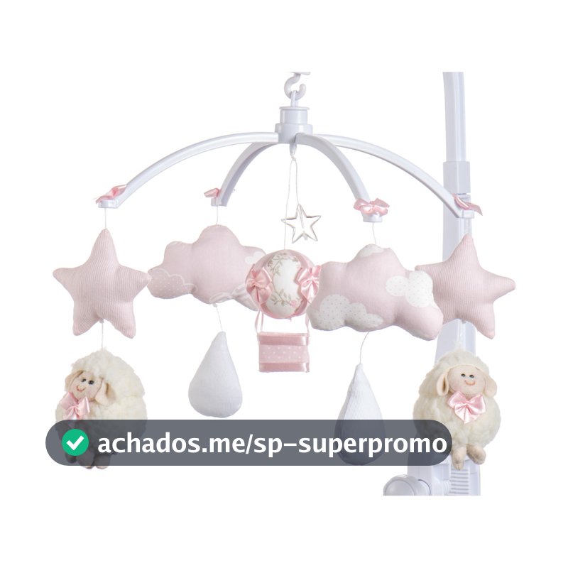 Móbile Berço Bebê Musical E Giratório Ovelinha Rosa Menina Brinquedo Para Berço Envio Imediato