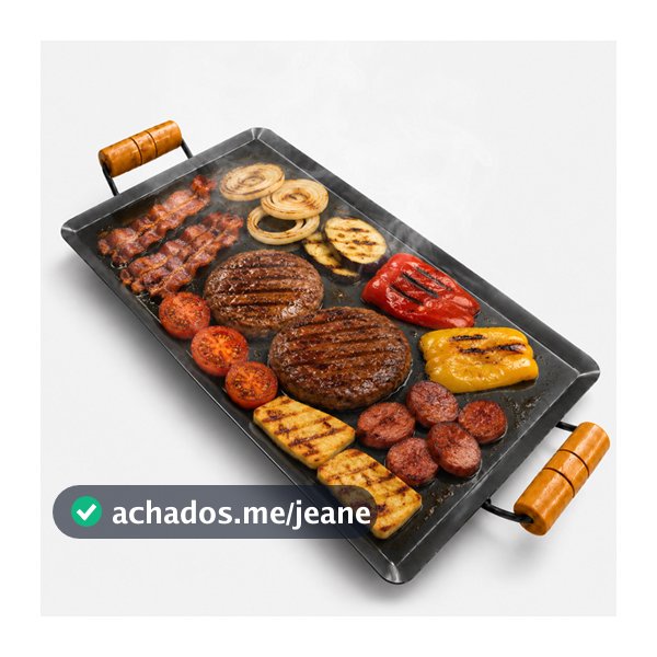 Bifeteira Chapa De Ferro para Fogão á Gas e Lenha 44x22 Cm Carnes Legumes Lanches e Porções