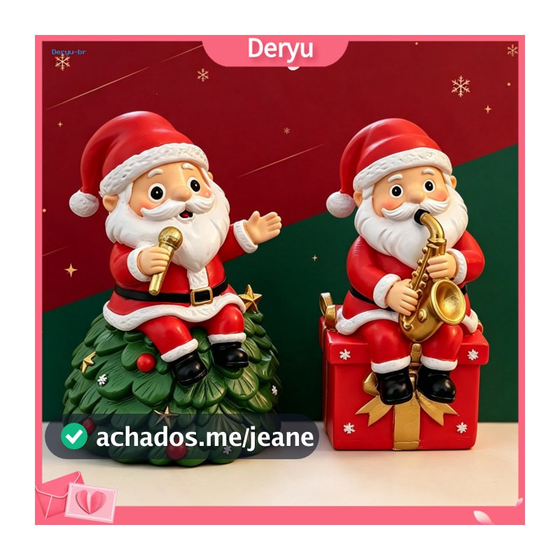 Holiday Season Decoration Christmas Santa Claus Figurine with Saxophone Cute Resin Desktop Festive Sitting Cartoon Statu