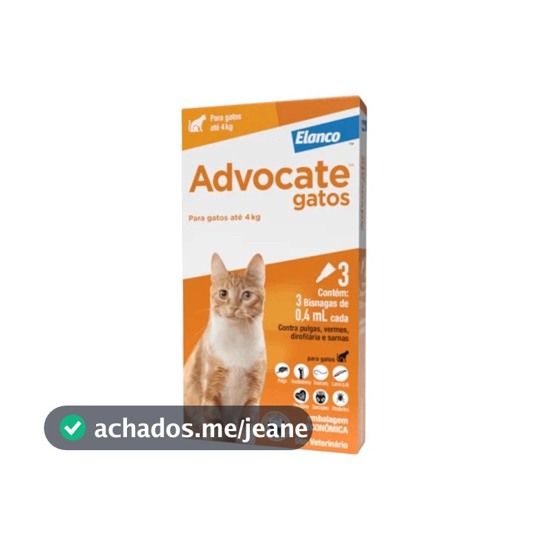 Combo Advocate Gatos 0,4ml Até 4kg - 3 Pipetas