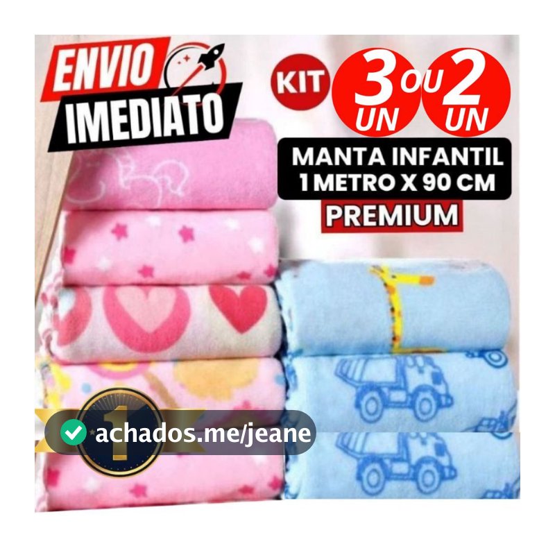 Kit 3 2 Manta De bebê Cobertor Do Bebe Mantinha Microfibra Estampada Para Kit Maternidade 1 MT x 90 Cm