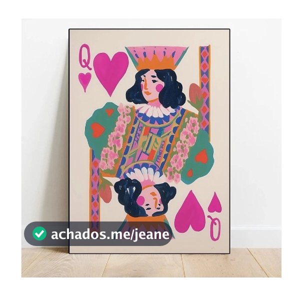 Quadros decorativos Colorido rainha poker moda rosa dopamina arte (1 peça)