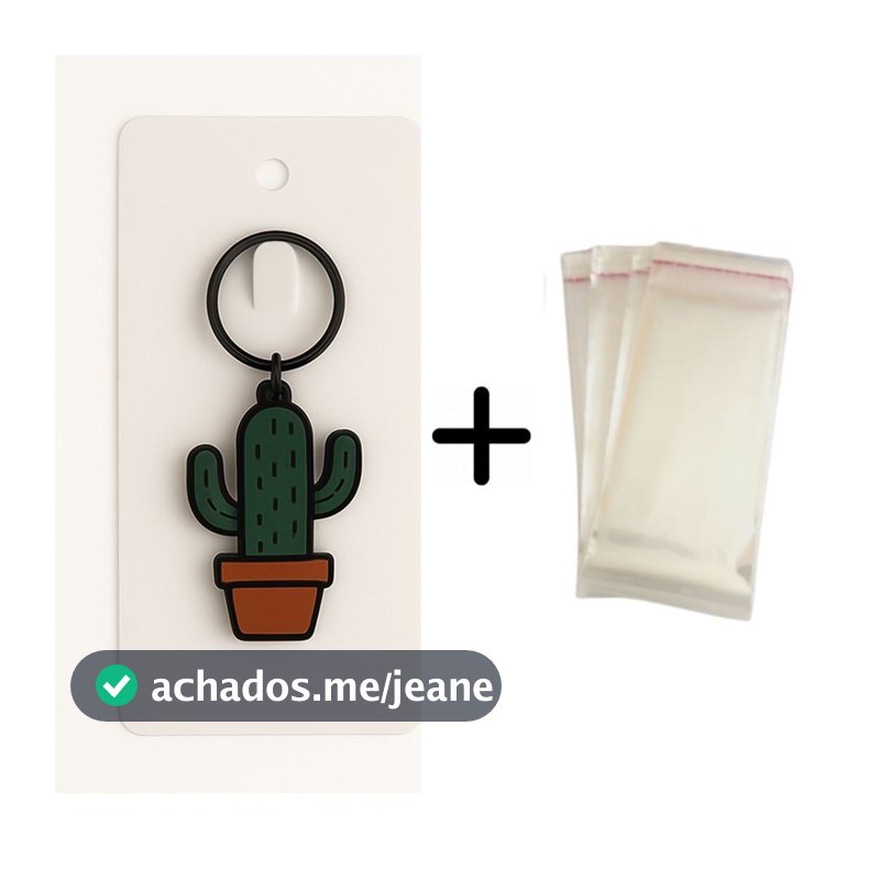 100 Unidades Cartela Tag Para Chaveiro + 100 Saquinhos