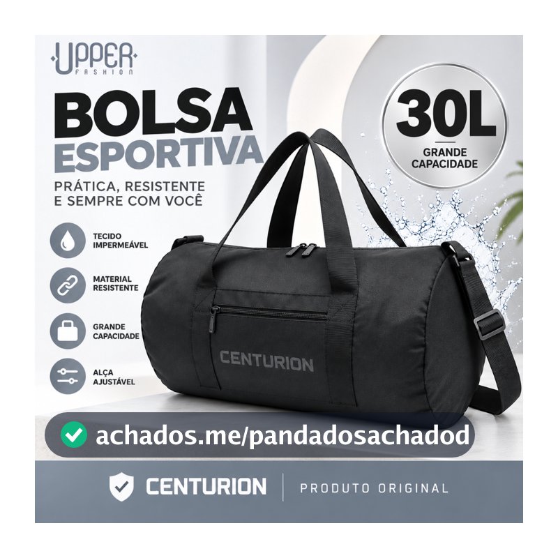 Bolsa Mala Esportiva Academia Transversal Masculino Feminina Reforçada Multifuncional Viagem Treino 30 Litros Centurion
