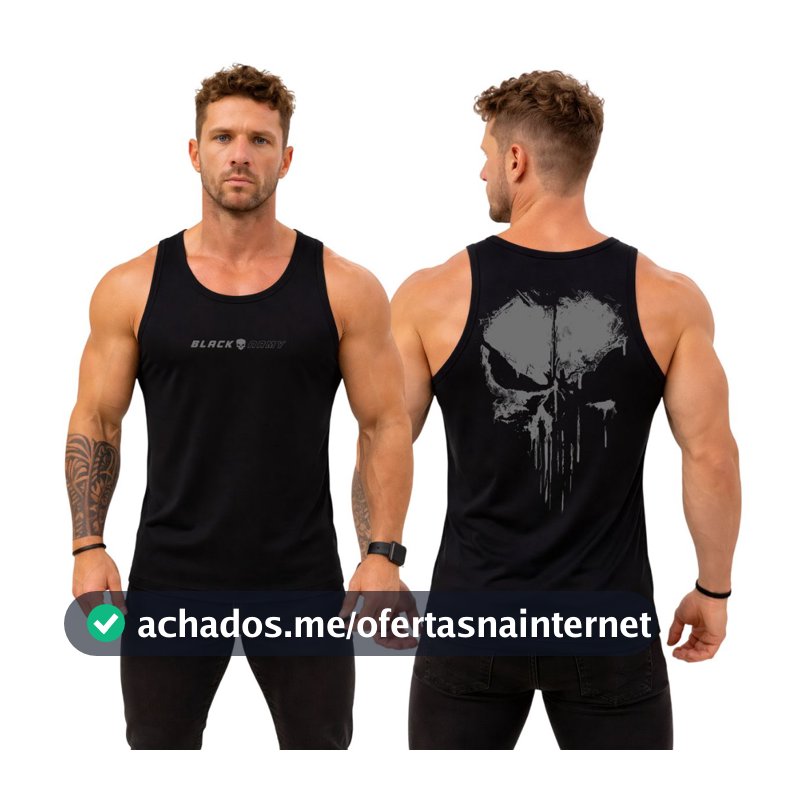 Camiseta Regata Dry Fit Original Masculina Caveira Justiceiro das Sombras Black Army