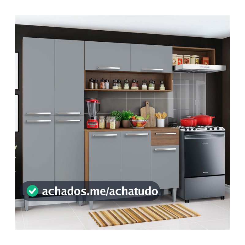 Armário de Cozinha Compacta Rustic/Cinza Emilly Top Madesa