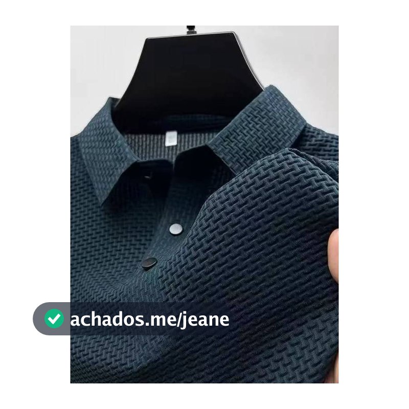 Camiseta Polo Masculina Dry Fit Poliamida com Elastano Texturizada Manga Curta Esportiva Casual
