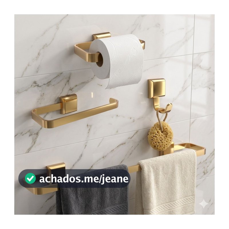 Kit Acessórios Para Banheiros 4 Peças Para Dourado Gold Banheiro