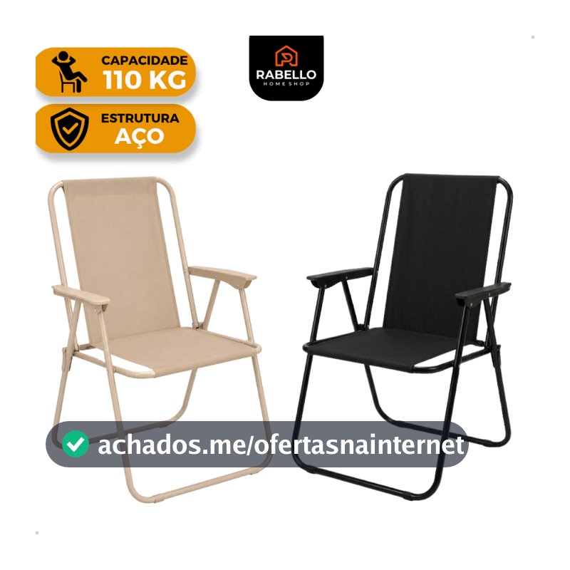 Cadeira de Praia Dobrável Alta Aço 100kg Resistente Reforçada Portátil Camping Piscina Varanda Pesca