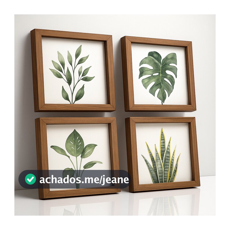 Quadros pra banheiro Botanicos Aquarela Folhas Tropicais Verde Decoração ideal para Banheiro, Quartos, Sala, Cabiceira