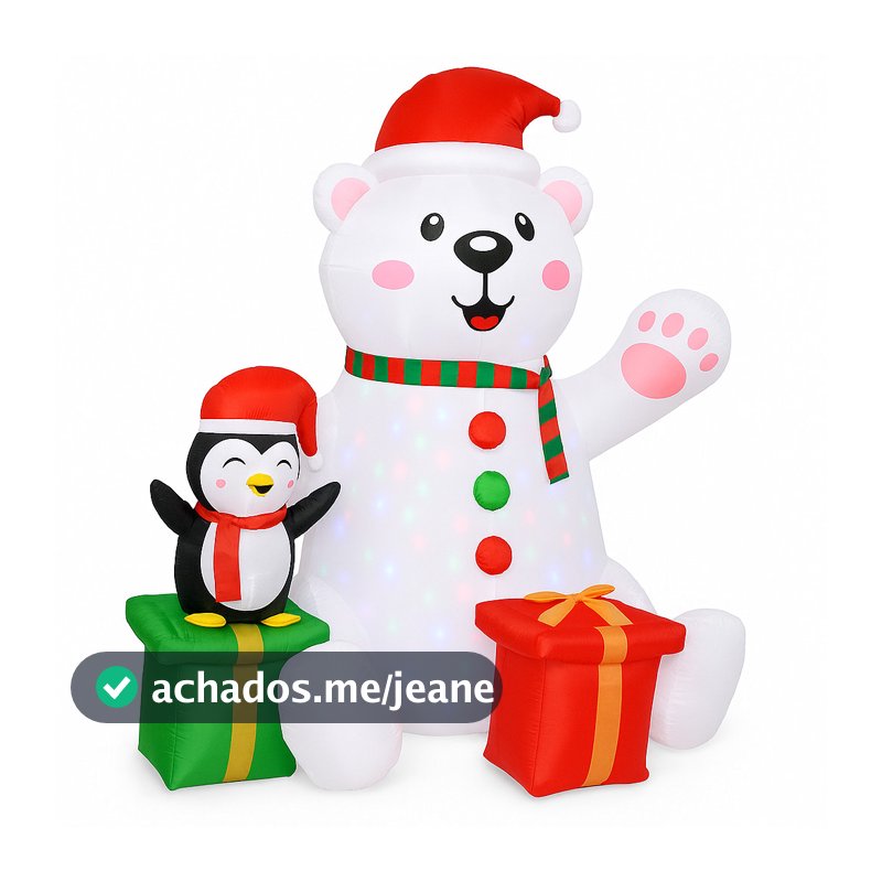 Decoracao De Natal Inflavel Urso Chapeu De Papai Noel