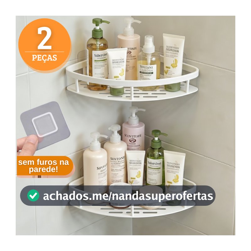 Kit com 2 Suportes para Shampoo Adesivo Para Parede Cozinha e Banheiro