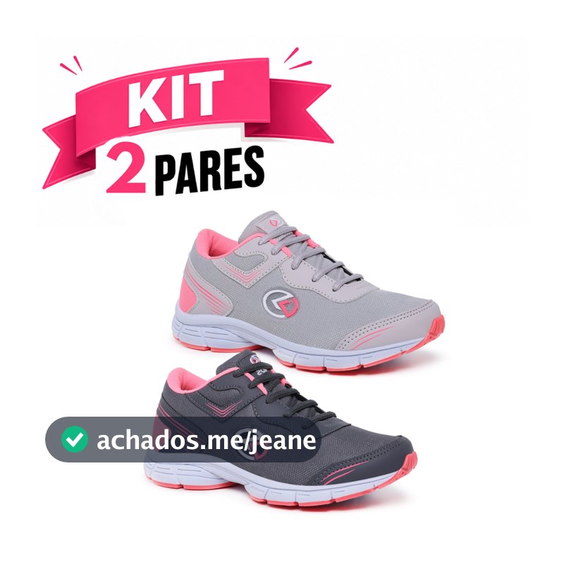 Tênis Feminino Confortável para Trabalhar Solado Reto KIT COM 2 PARES
