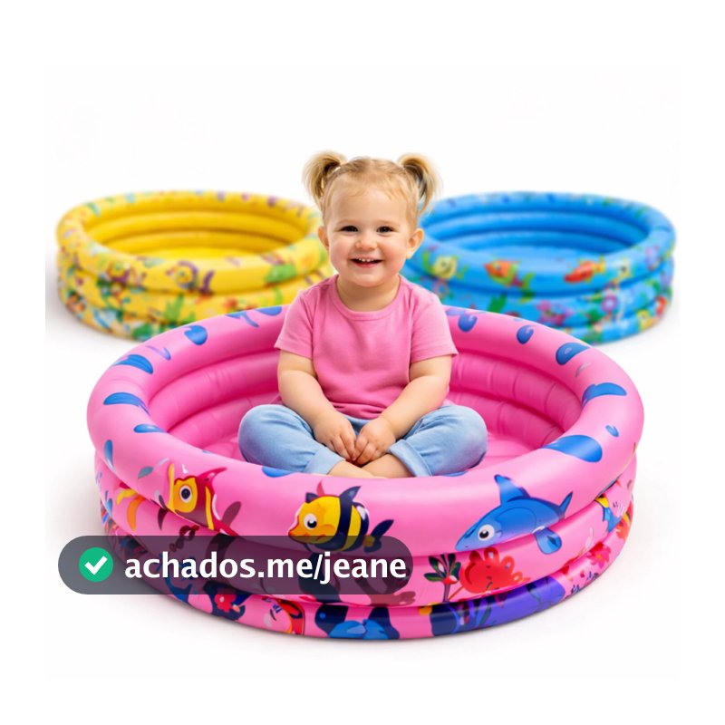 Piscina Redonda Inflável 3 Anéis Bebê Verão Menino Menina 40 Litros 60cm